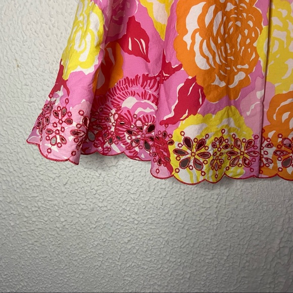 Lilly Pulitzer Ingrid winner’s circle pink floral eyelet hem lined skirt 0 - Picture 3 of 6